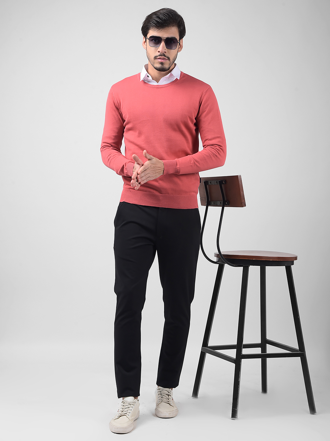 Numero Uno Men Solid Pink Sweater